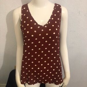 Ann Taylor Loft Polka Dot Maroon Tank Top
